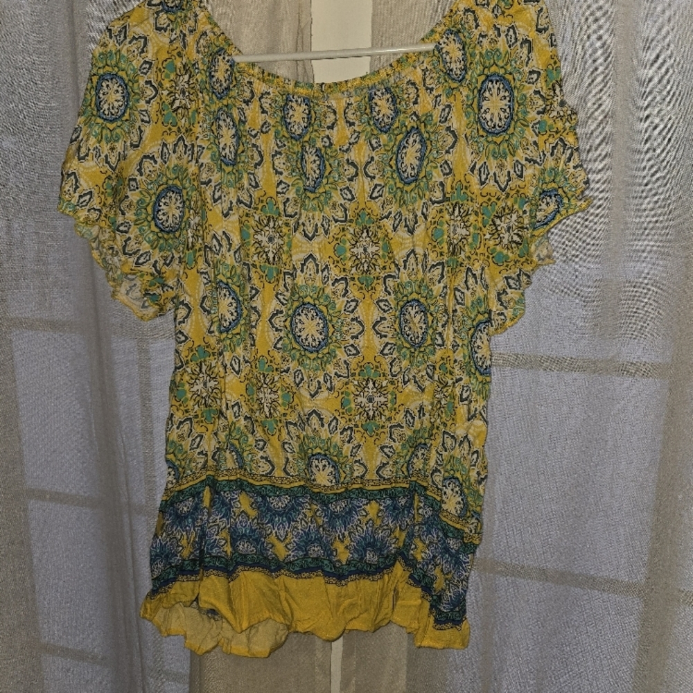 Floral Yellow and Blue Women's Top